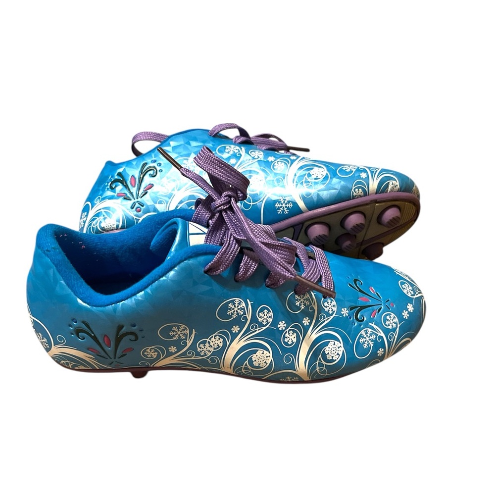 Kids Blue Floral Soccer Shoes cleats girls size 13.5